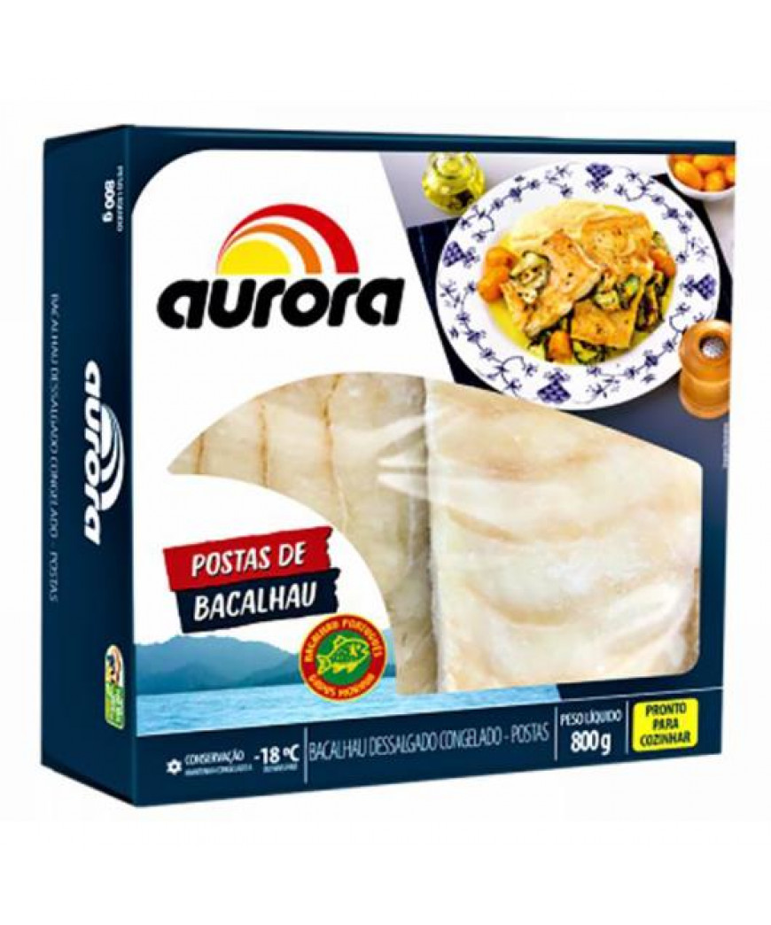 BACALHAU AURORA DESSALGADO EM POSTAS CONGELADO 800G 