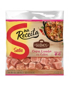COPA LOMBO SU&Iacute;NO CONGELADO EM CUBOS SEM OSSO SADIA NA RECEITA 400G 