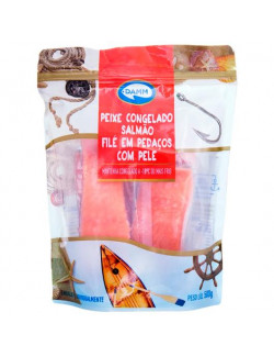 SALM&Atilde;O CONGELADO FIL&Eacute; EM PEDA&Ccedil;OS COM PELE DAMM 500G 