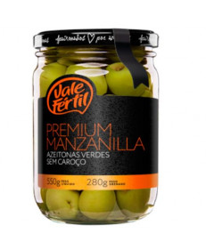 AZEITONA VALE F&Eacute;RTIL VERDE SEM CARO&Ccedil;O MANZAN REI PREMIUM 550G 