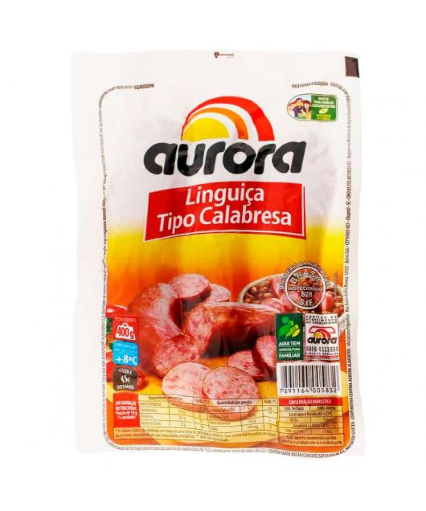 LINGUI&Ccedil;A AURORA TIPO CALABRESA 400G