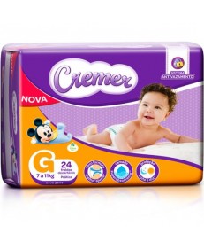 FRALDA DESCART&Aacute;VEL CREMER DISNEY PR&Aacute;TICA G - 24 UNIDADES