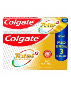 3 CREME DENTAL COLGATE TOTAL 12 ANTI TÁRTARO 270G 